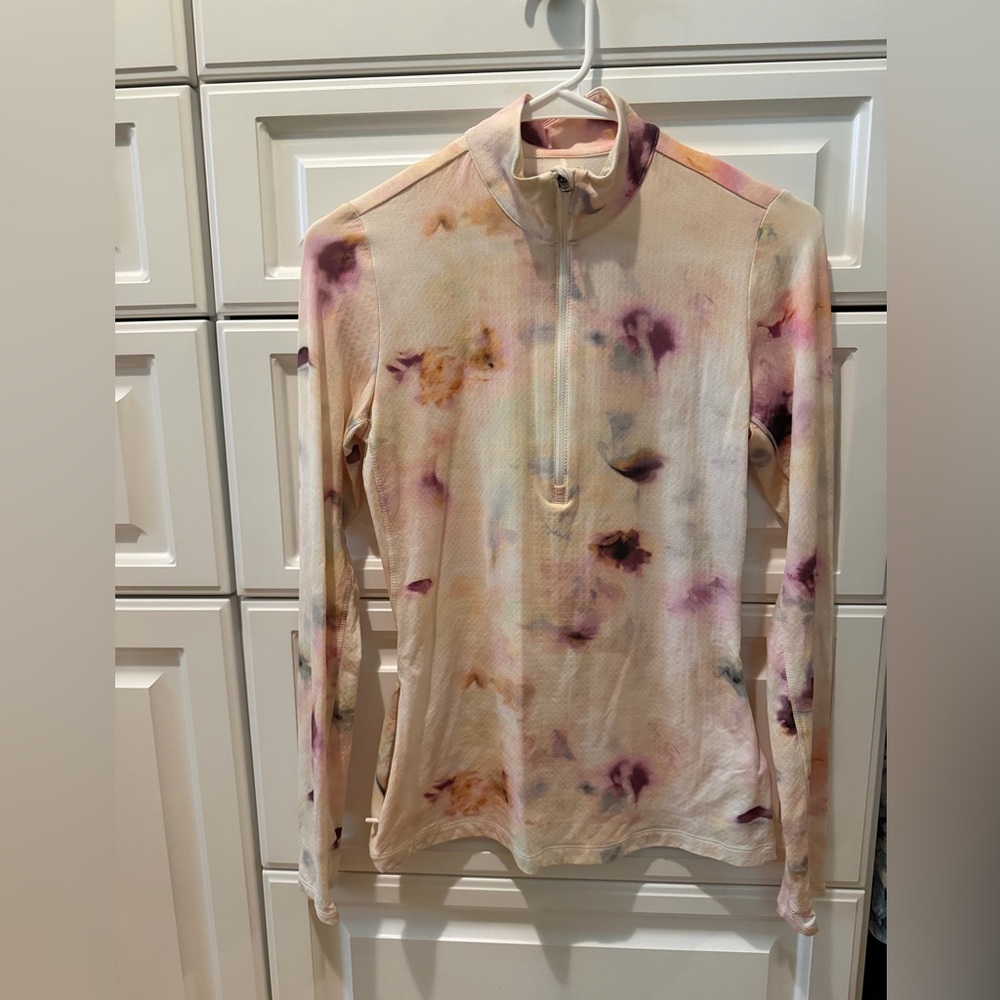 Calia Long Sleeve Quarter-Zip Pullover - Peachy Pastel Watercolor